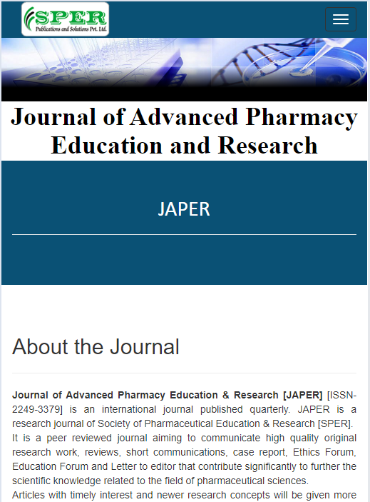 Journal of Advanced Pharmacy Education and Research